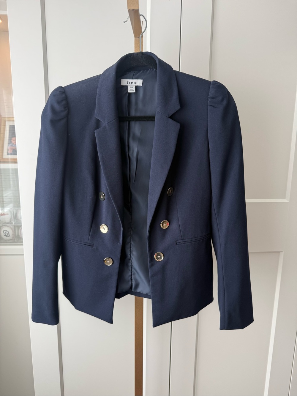 Bar III Navy Blazer with Gold Buttons